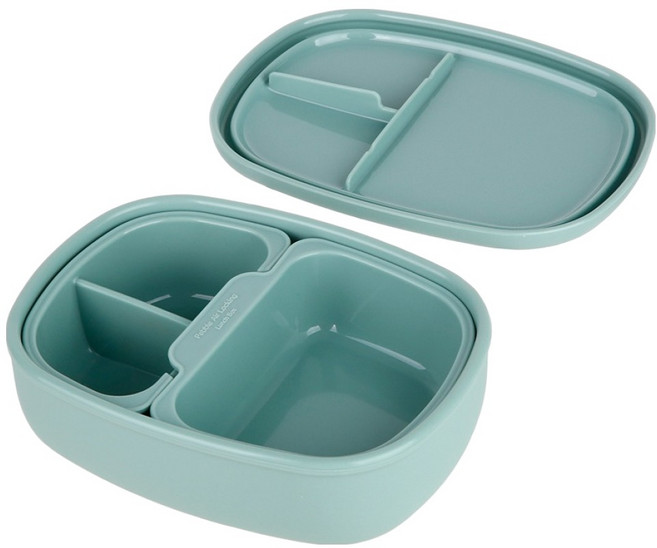 플라라 국내생산 실리콘 도시락통 분리형, 그린, 1개