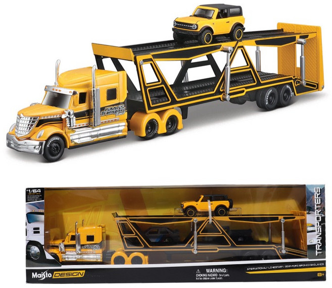 Maisto 1：64 運輸車 汽車運輸車 國際 Lone Star 福特 Bronco 迷你車 汽車玩具, 黃色, 1個