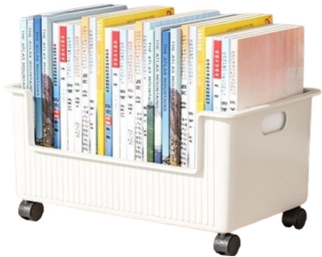 데일블룸 이동식 보조 수납 북카트 대형, 흰색, 1단