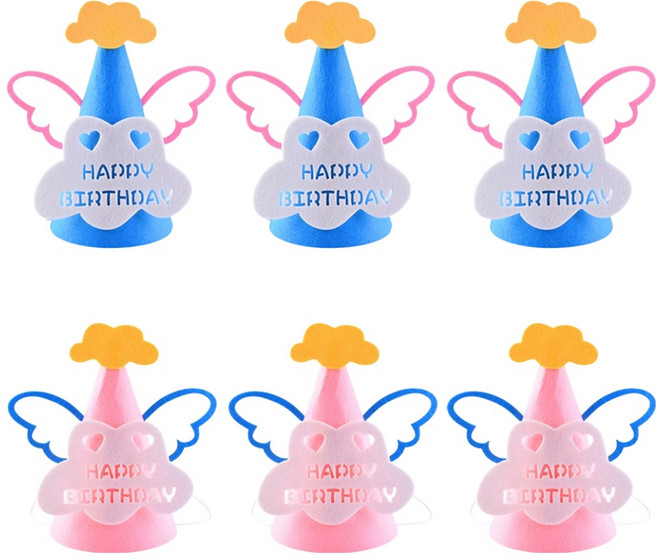 파티공구 생일 꼬깔모자 2종 x 3p 세트, 구름핑크, 구름블루, 1세트