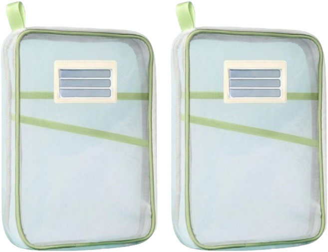 살림특 넉넉하게 잘 들어가는 매쉬 A4 문서 정리 파우치, 그린, 2개