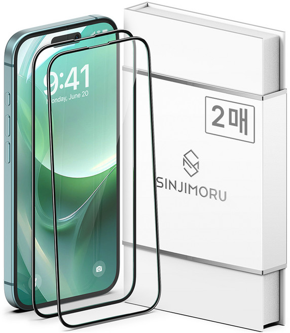 신지모루 풀커버 하이브리드 강화유리 휴대폰 액정보호필름 2매입, 1세트