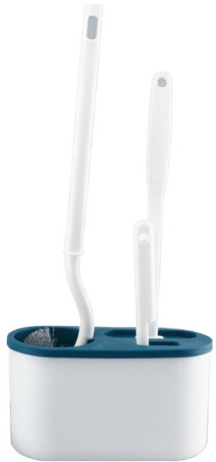 모던모어 3in1 욕실 변기솔 화장실 청소솔 브러쉬 세트, 1개, 블루