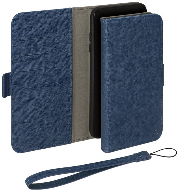 어썸디자인 사피아노 수제 가죽 오블리크 지갑 휴대폰 케이스 + 핸드 스트랩 세트