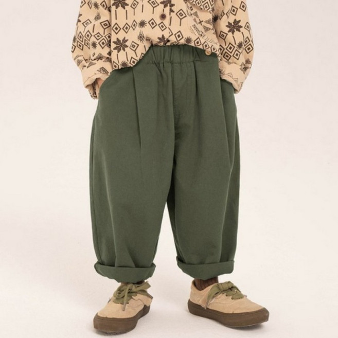 이유몽 남아용 미카도 밴딩 캐주얼 와이드 배기 팬츠