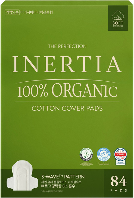 이너시아 더 퍼펙션 유기농 생리대 날개형, 중형, 84개입, 1개