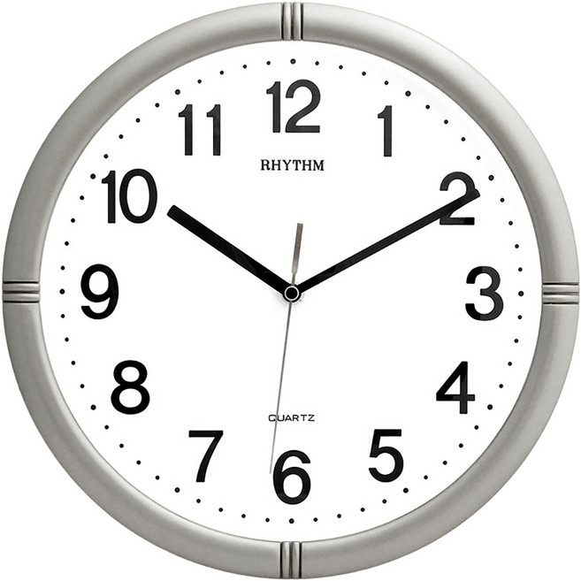 RHYTHM 日本麗聲時計 極簡時尚未來風滑動式超靜音掛鐘, 極光銀
