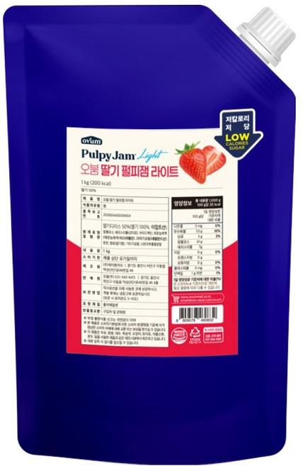 오붐 딸기 펄피잼 라이트, 1kg, 1개