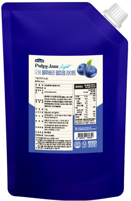 오붐 블루베리 펄피잼 라이트, 1kg, 1개