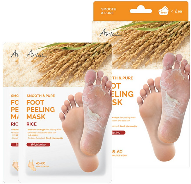 아리얼 스무스 앤 퓨어 영양케어 라이스 너리싱 풋 필링 마스크, 68g, 1개, 2개입
