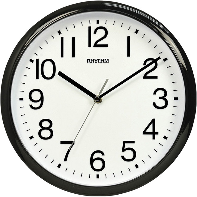 RHYTHM 日本麗聲時計 經典百搭生活家居超靜音壁掛鐘 12吋, 黑色
