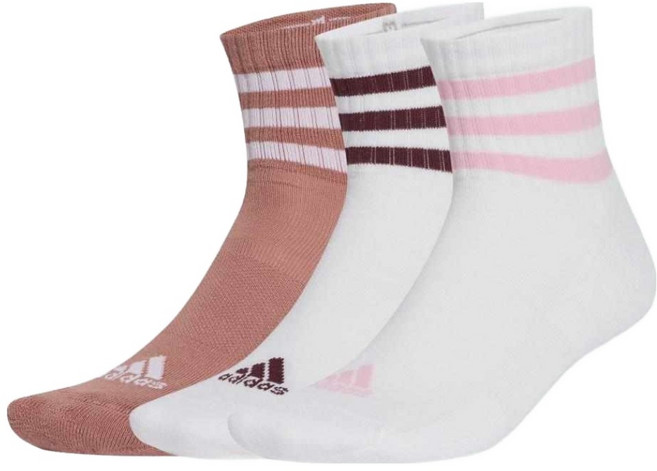 adidas 愛迪達 3S C SPW MID 3P 中筒襪 JG3700 3雙入, 白色 + 藕色, 1組