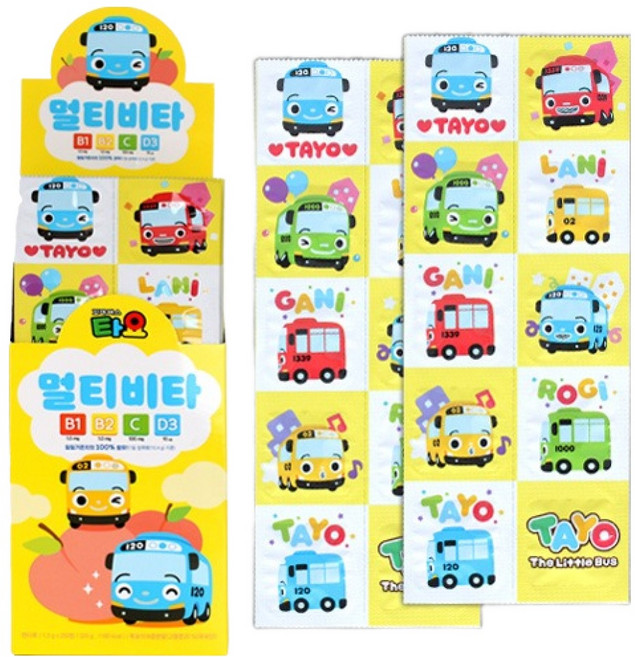 태양생활건강 타요 멀티비타 복숭아맛, 1개, 250정