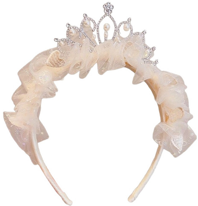 여아용 샤이닝 티아라 프릴 공주 머리띠 생일 파티