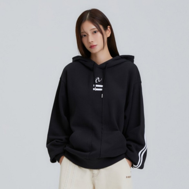 널디 남녀공용 리버스드 라인 후드티