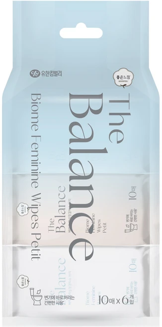 좋은느낌 더밸런스 여성청결티슈 쁘띠 10p, 23g, 6개 - 쿠팡