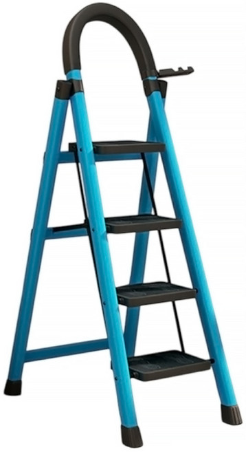 小麥購物 多功能加厚可折疊伸縮便攜人字梯 L1459 藍色四步梯, 1個