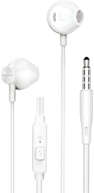 필립스 오픈형 3.5mm 고음질 스테레오 마이크 지원 시원한 착용감 주변소리 들리는 안전형 PC 호환 유선 이어폰 TAUE101 화이트