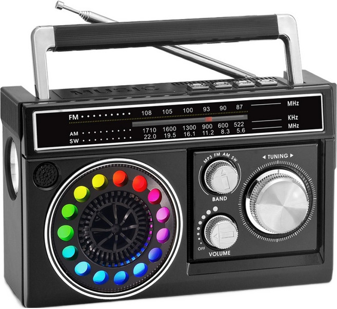 코비 레트로 디스코 라디오 블루투스 스피커, CRF-30B, 블랙