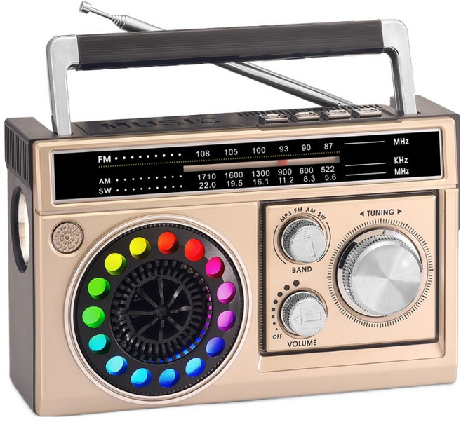 코비 레트로 디스코 라디오 블루투스 스피커, CRF-30B, 골드