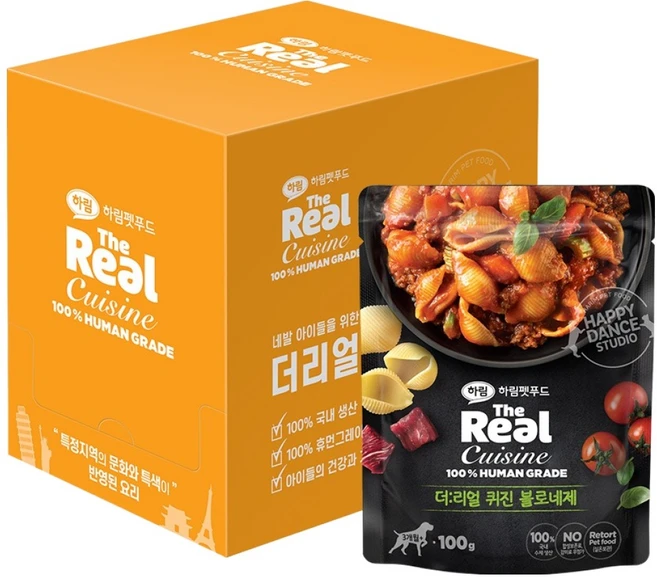 하림펫푸드 생후 3개월령 이후 반려견 더리얼 퀴진 볼로네제, 100g, 10개, 소+채소 - 쿠팡