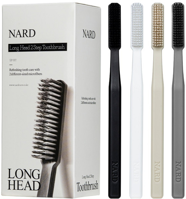 나드 롱헤드 2단계 미세모 칫솔, 12개입, 1세트