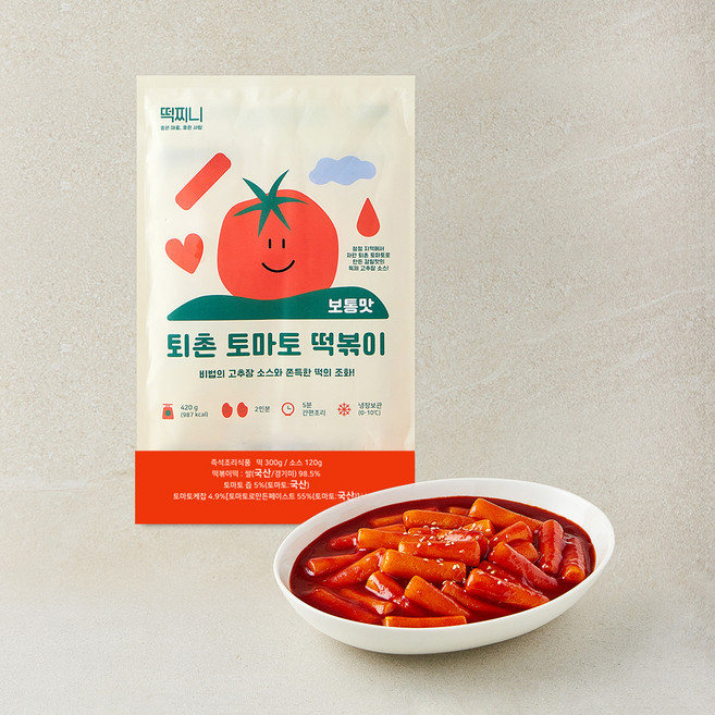 떡찌니 퇴촌 토마토 떡볶이 보통맛 2인분, 420g, 1개