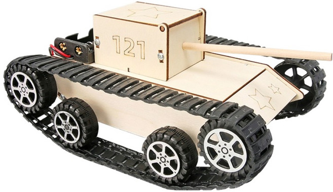 리브온 창의력 STEAM 목재 만들기 전차 입체퍼즐 200 x 95 mm, 혼합색상, 1개