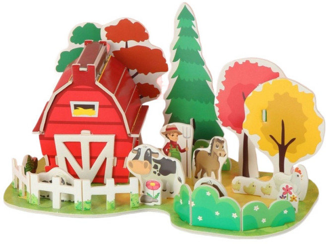 디미스 입체 퍼즐 조립키트 소농장, 혼합색상, 28피스, 1개