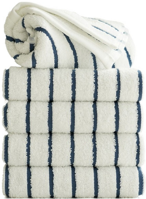 타월톡톡 시크라인 스트라이프 호텔수건 190g 코마사, 네이비, 5개
