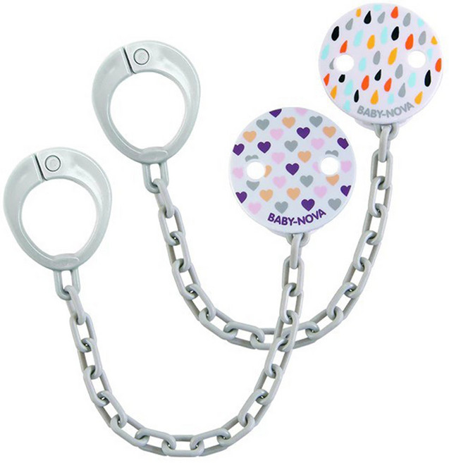 BABYNOVA 奶嘴鏈2件組, 顏色隨機, 1套