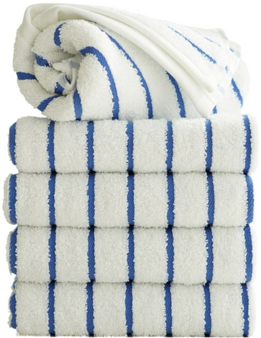 타월톡톡 시크라인 스트라이프 호텔수건 190g 코마사, 블루, 5개