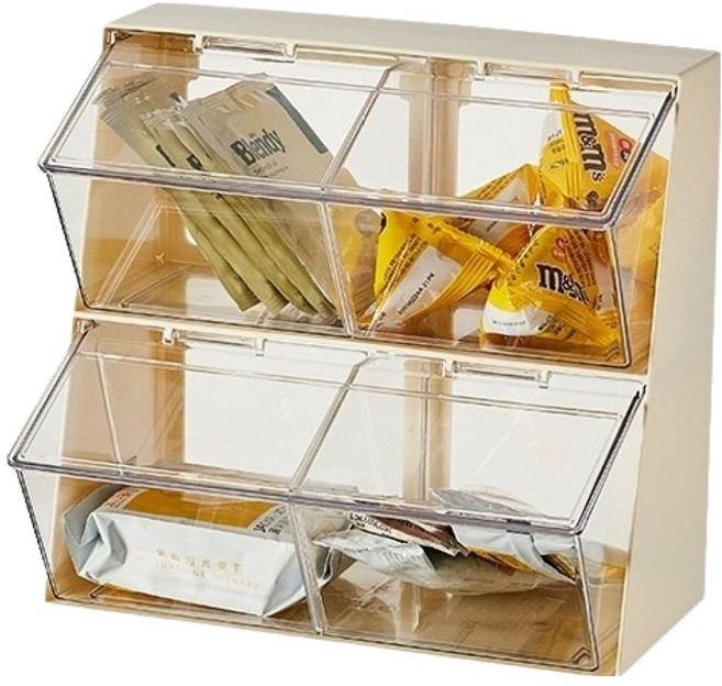 로커스 4칸 탕비실 커피정리함, 크림화이트, 1개