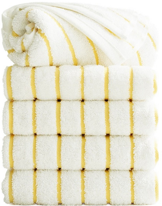 타월톡톡 시크라인 스트라이프 호텔수건 190g 코마사, 옐로우, 5개