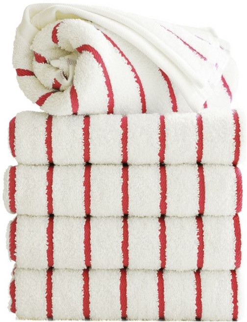 타월톡톡 시크라인 스트라이프 호텔수건 190g 코마사, 레드, 5개