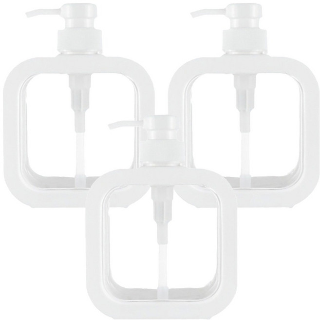 小麥購物 按壓式高級透明分裝瓶 L1467 500ml, 3個, 白色
