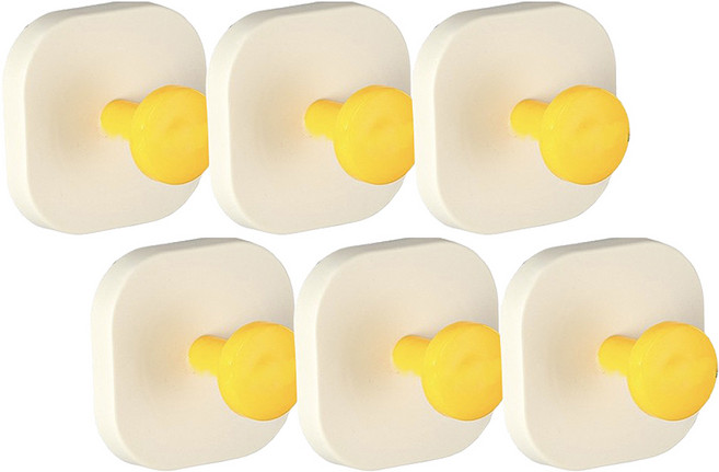 셀렉투유 다용도 초강력 흡착 후크 무타공 사각형 걸이, 옐로우, 6개