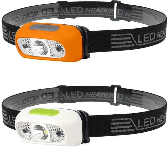SELPA 夜行者專業級LED防水強光感應式頭燈, 2個, 橘色 + 白色