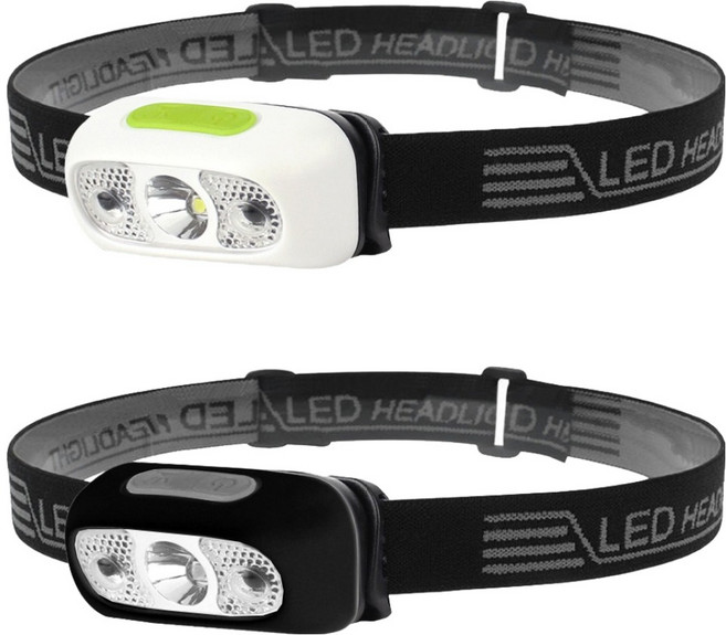 SELPA 夜行者專業級LED防水強光感應式頭燈, 2個, 白色 + 黑色