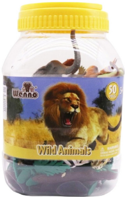 웨노 야생 동물 피규어 50p + 그림카드 세트, 1세트