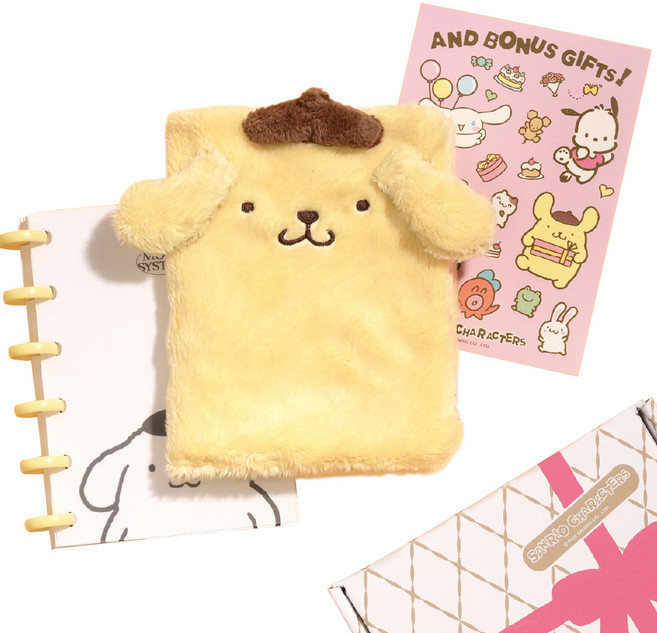 모트모트 산리오캐릭터즈 A6 반려 다이어리 60매 + 캐릭터커버 폼폼푸린 + 선물박스 세트, 옐로우, 1세트