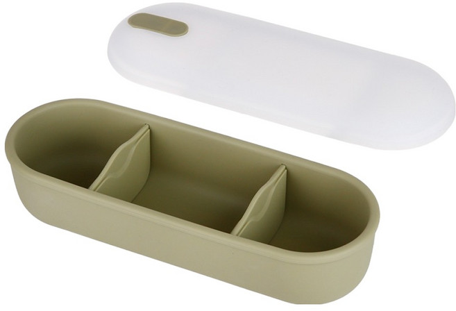 플라라 실리콘 도시락통 나눔형, 올리브, 1개