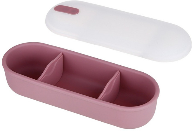 플라라 실리콘 도시락통 나눔형, 다크핑크, 1개