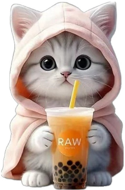 뉴토피아 귀여운 송풍구 클립형 고양이 아크릴 차량용 방향제, 1개, 버블티냥 핑크 후드캣