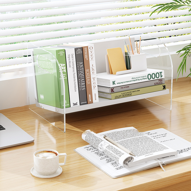 데일리네스트 타이디 책꽂이, 화이트 투명, 1단