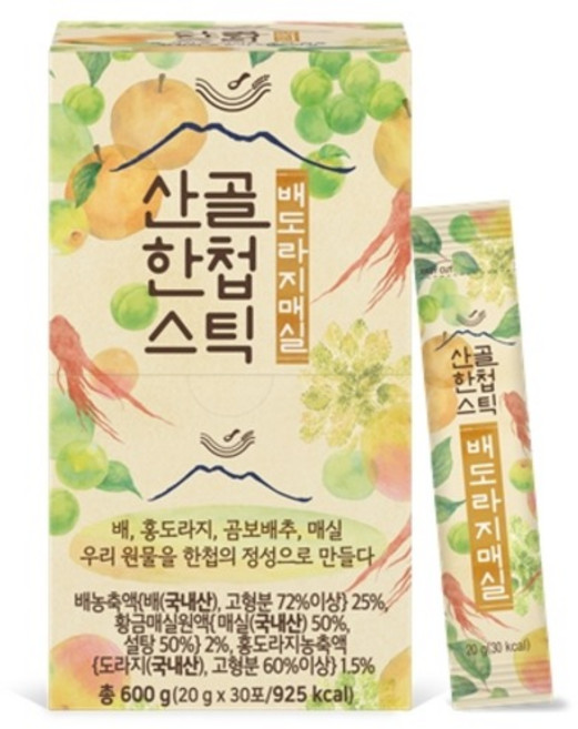 에코맘의산골이유식 산골한첩스틱 30p, 배도라지매실, 600g, 1개
