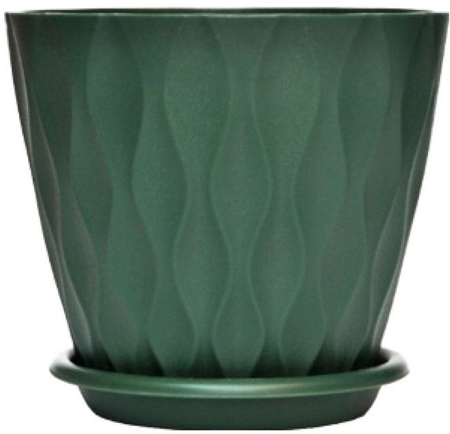 테이아 모던 다이아 플랜터 플라스틱 화분 + 받침 세트, 그린, 1세트