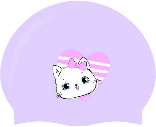 킵스위밍 아동용 러브버니 키티 실리콘 수영모, 러브키티 라벤더, 1개