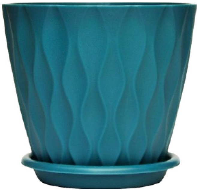 테이아 모던 다이아 플랜터 플라스틱 화분 + 받침 세트, 블루, 1세트