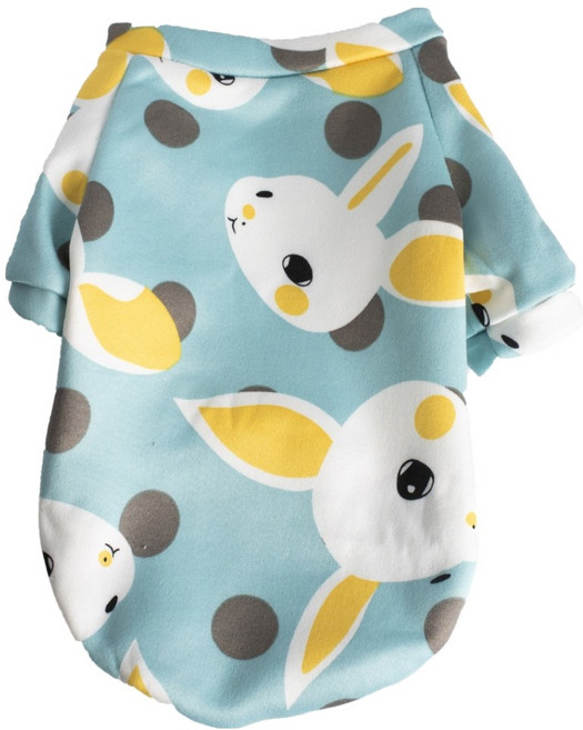 QIDINA 寵物卡哇依磨毛彈力保暖衣 I款, 藍色兔兔, 1個